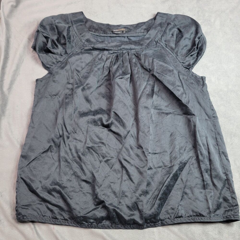 BCBG MaxAzria Shirt Womens Large Silk Short Sleeve Career Business Top